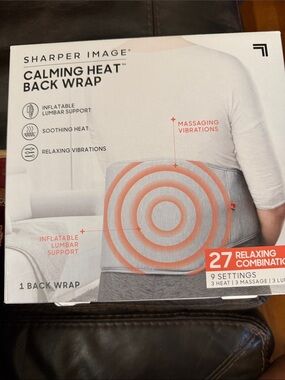 Sharper Image Calming Heat Back Wrap - Gray with Orange Accents